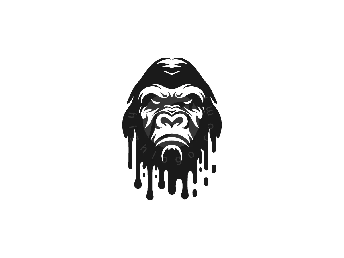 Melting Gorilla Head Logo - Animal Logo design by luckyar for sale on Highlogo