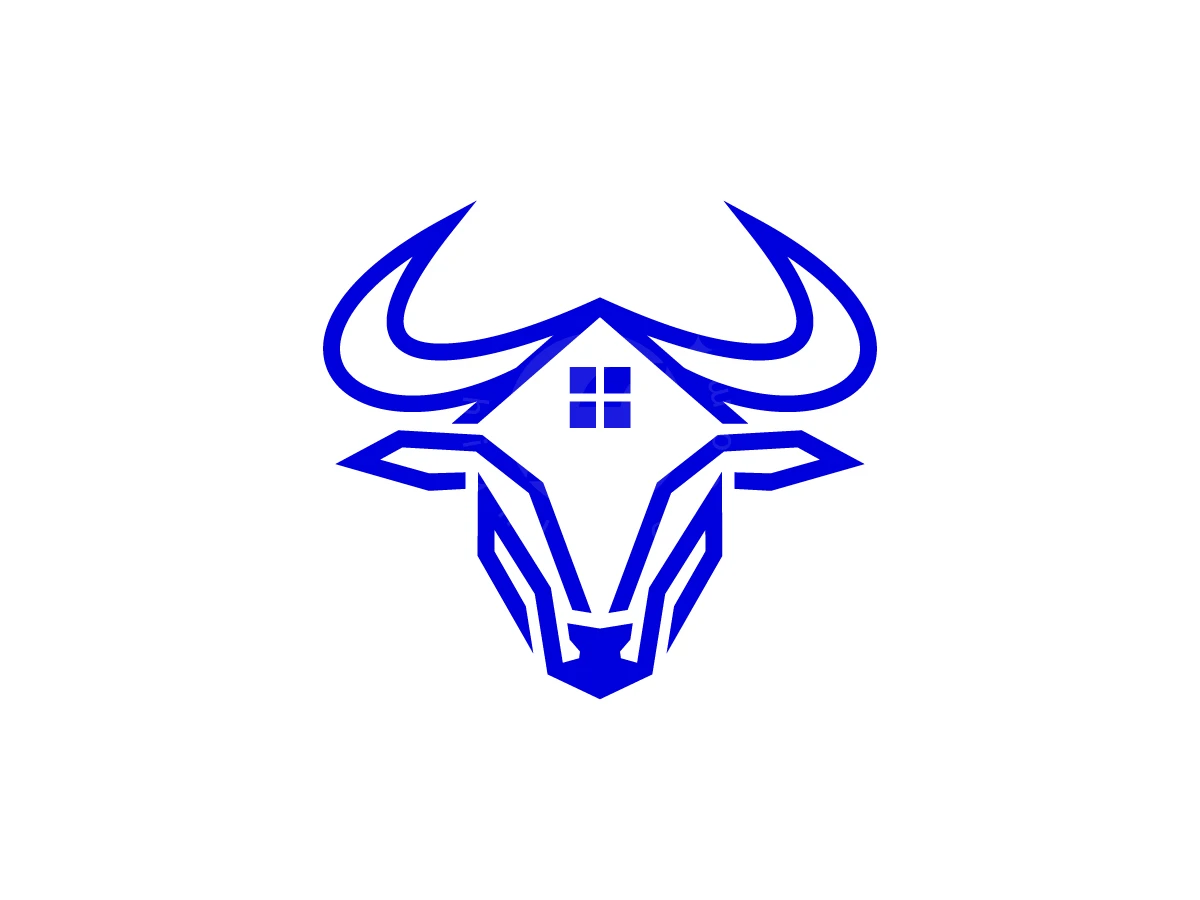 Geometric Bull Head Roof Logo - Real Estate Logo design by luckyar for sale on Highlogo