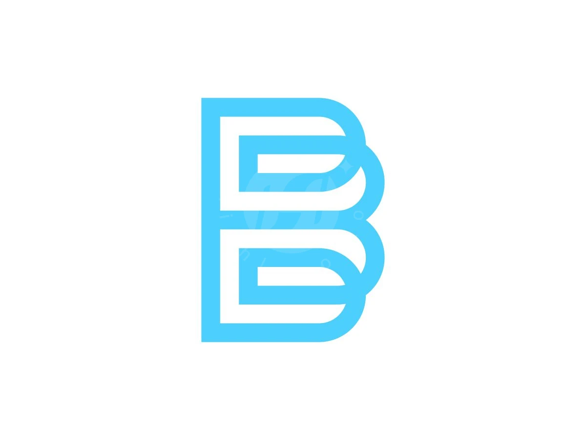 Geometric BB Monogram Logo, Bright cyan outlines form a stylized geometric letter B with overlapping rounded loops against a plain white background.